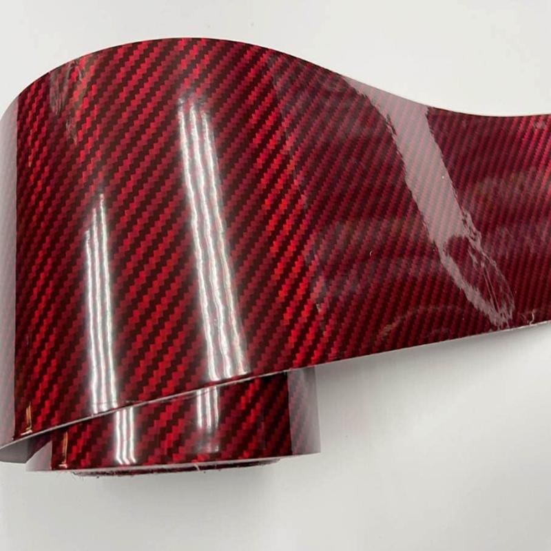 Chrome delete röd kolfiber 10cm 1m tape folie