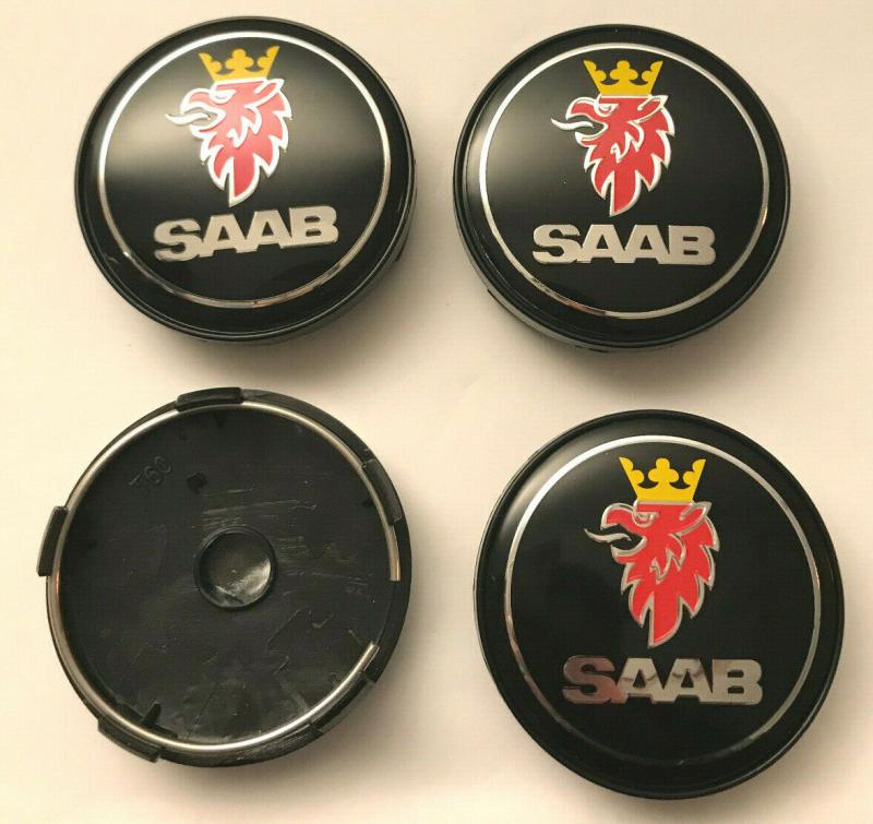 SAAB centrumkåpor svart 63 mm navkåpa