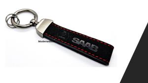 SAAB logo lyxig alcantara nyckelring nyckelstrap