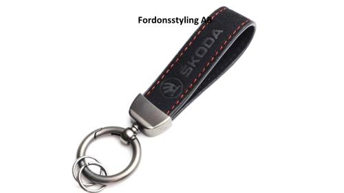 skoda logo alcantara lyxig nyckelring