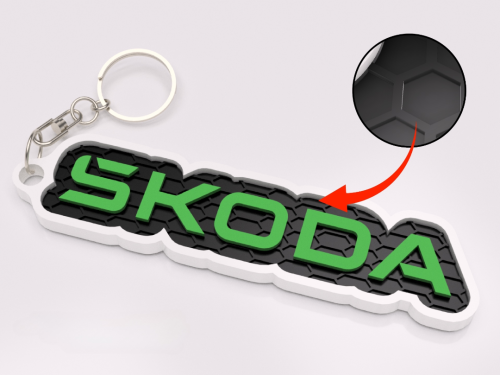 Skoda nyckelring grön 3d designad