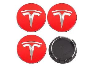 Tesla centrumkåpor röda 57mm