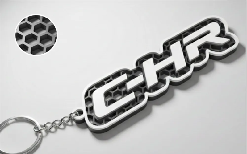 Toyota C-HR logotyp nyckelring CHR 3d design