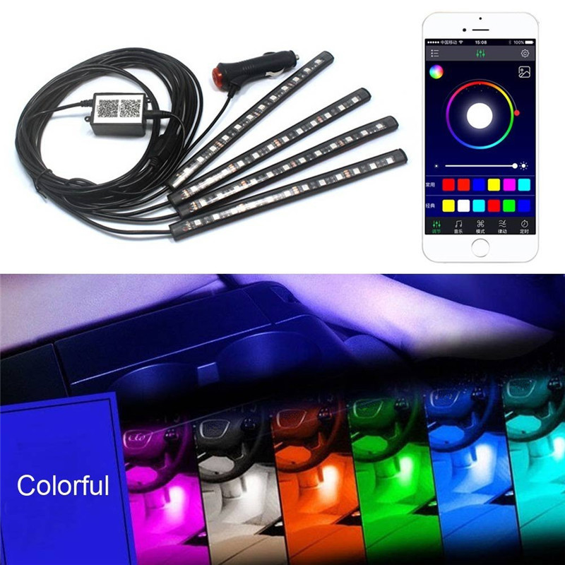 LED RGB strip belysning till bilen / MC. Styr med telefonen