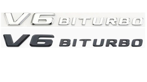 Mercedes V6 biturbo emblem i svart och silver
