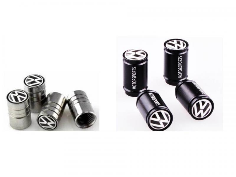 Volkswagen VW ventilhattar i svart och silver. 4-pack