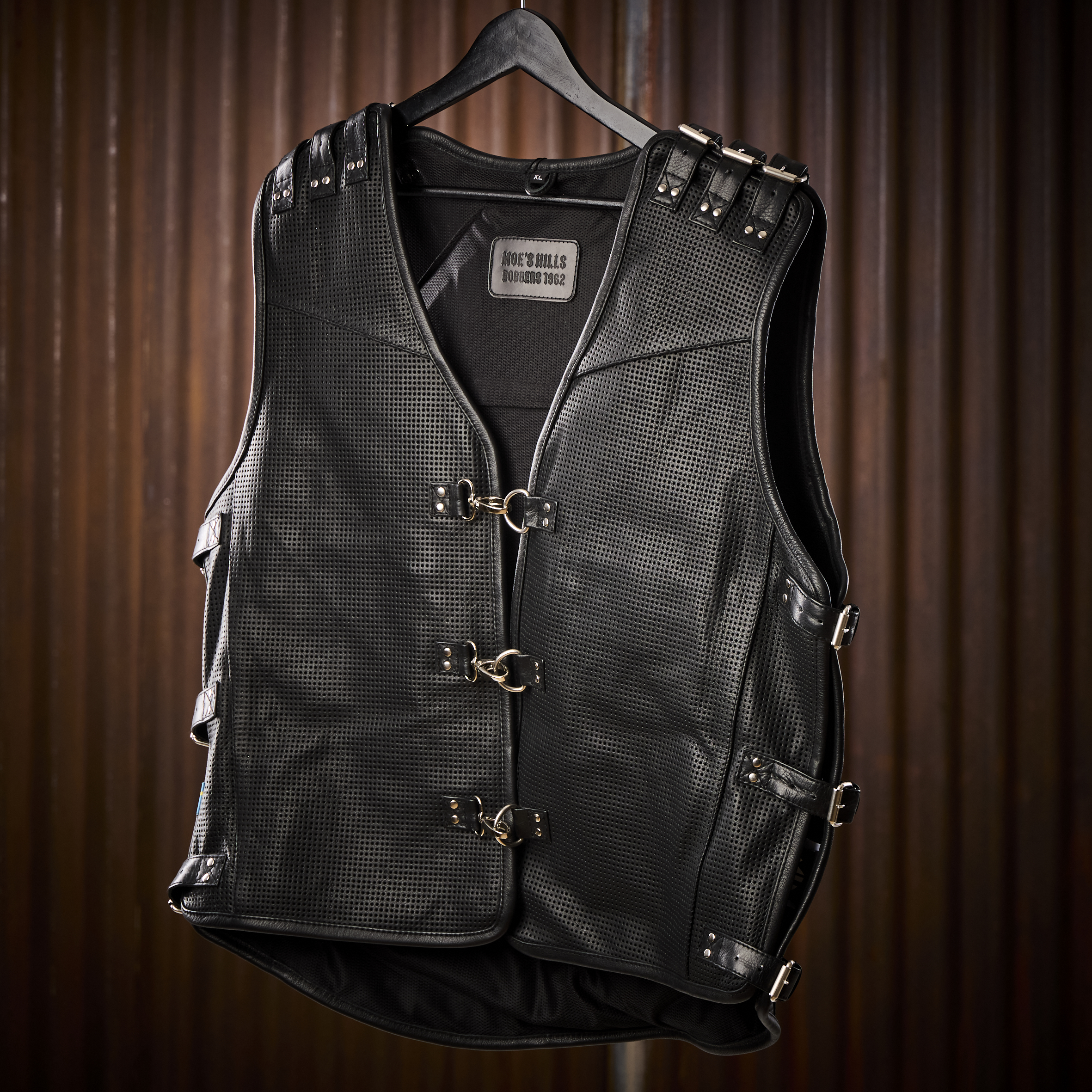 MOE'S HILLS BOBBER'S LEATHER RIDING VEST – BLACK-GREY