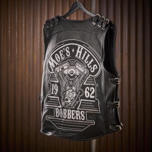 MOE'S HILLS BOBBER'S LEATHER RIDING VEST – BLACK-GREY