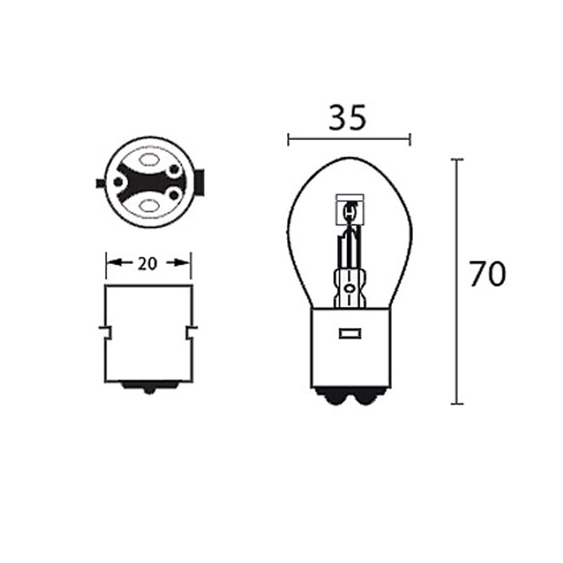 Glödlampa S2 BA20d 12V 35/35W