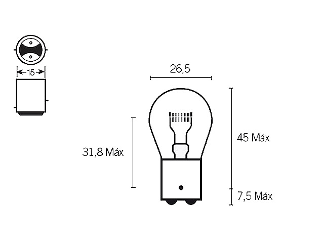 Glödlampa BAY15d 12V 21/5W