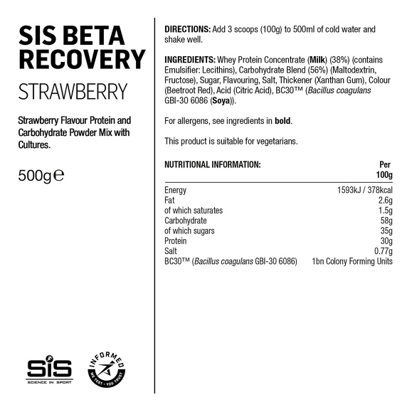 Kosttillskott SIS Beta Fuel Recovery Jordgubb 500g