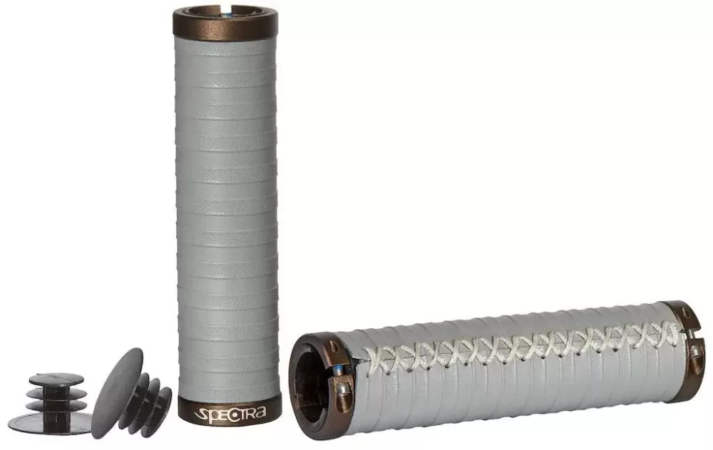 Handtag Corium, Spectra PU läder med låsring, Ljusgrå, 130mm