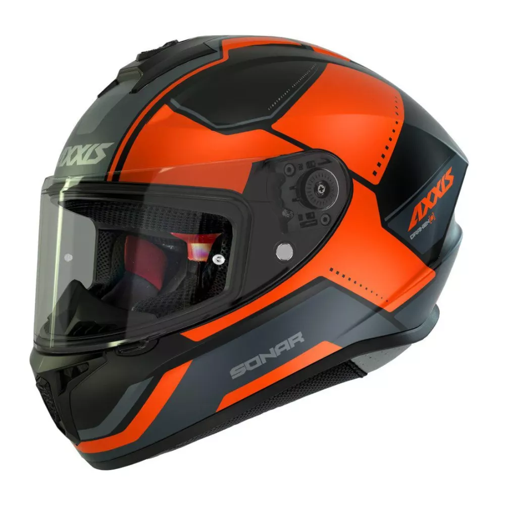 Axxis Dragon Integralhjälm, Mattsvart/Grå/Röd