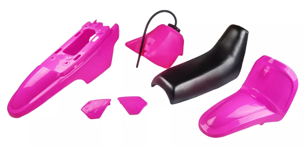 Kåpsats Yamaha PW50 komplett med rosa tank och svart dyna