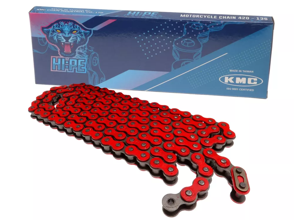 Kedja 1/2x1/4 (420) 134 länk Röd