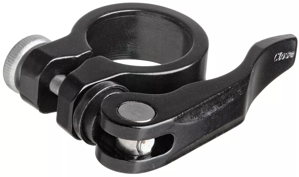 Sadelrörsklamma qr , TEC aluminium med snabbkoppling vikt: 53 g, Svart,  34.9 mm