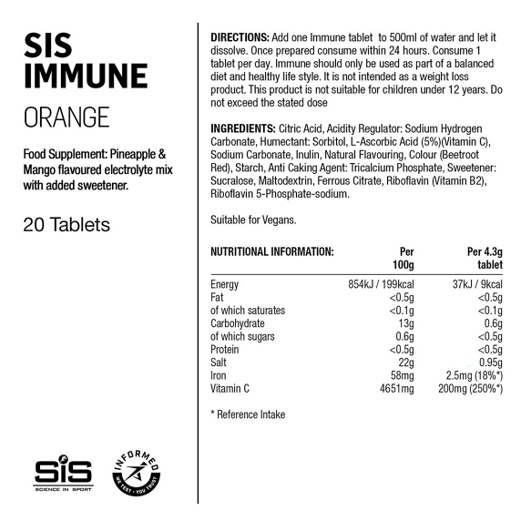 Brustabletter SIS Go Immune Apelsin 20 x 4 g