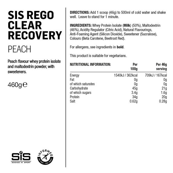 Kosttillskott SIS Rego Clear Persika 460g