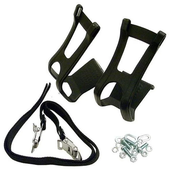 Tåclips MTB Svart PVC Komplett med remmar Parvis