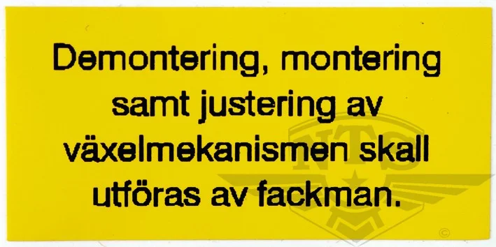 Upplysningsdekal för Sachs Made by NTS