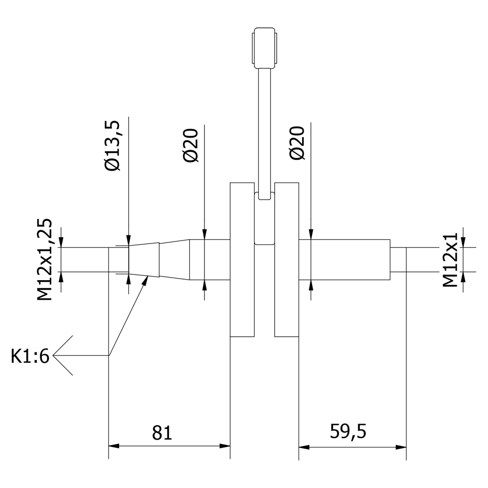 Vevaxel komplett NTS Yamaha DT50