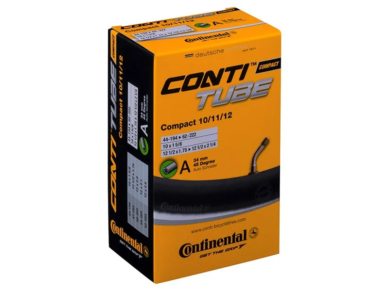 Cykelslang Continental Compact Tube 10/11/12x1,7-2,4 (44-62x194-222) Schrader 34 mm