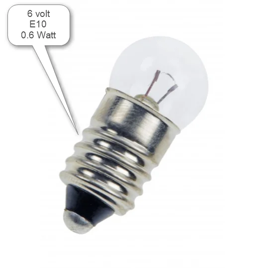 Glödlampa 6V 0.6W bak, SOCKEL E10      2702
