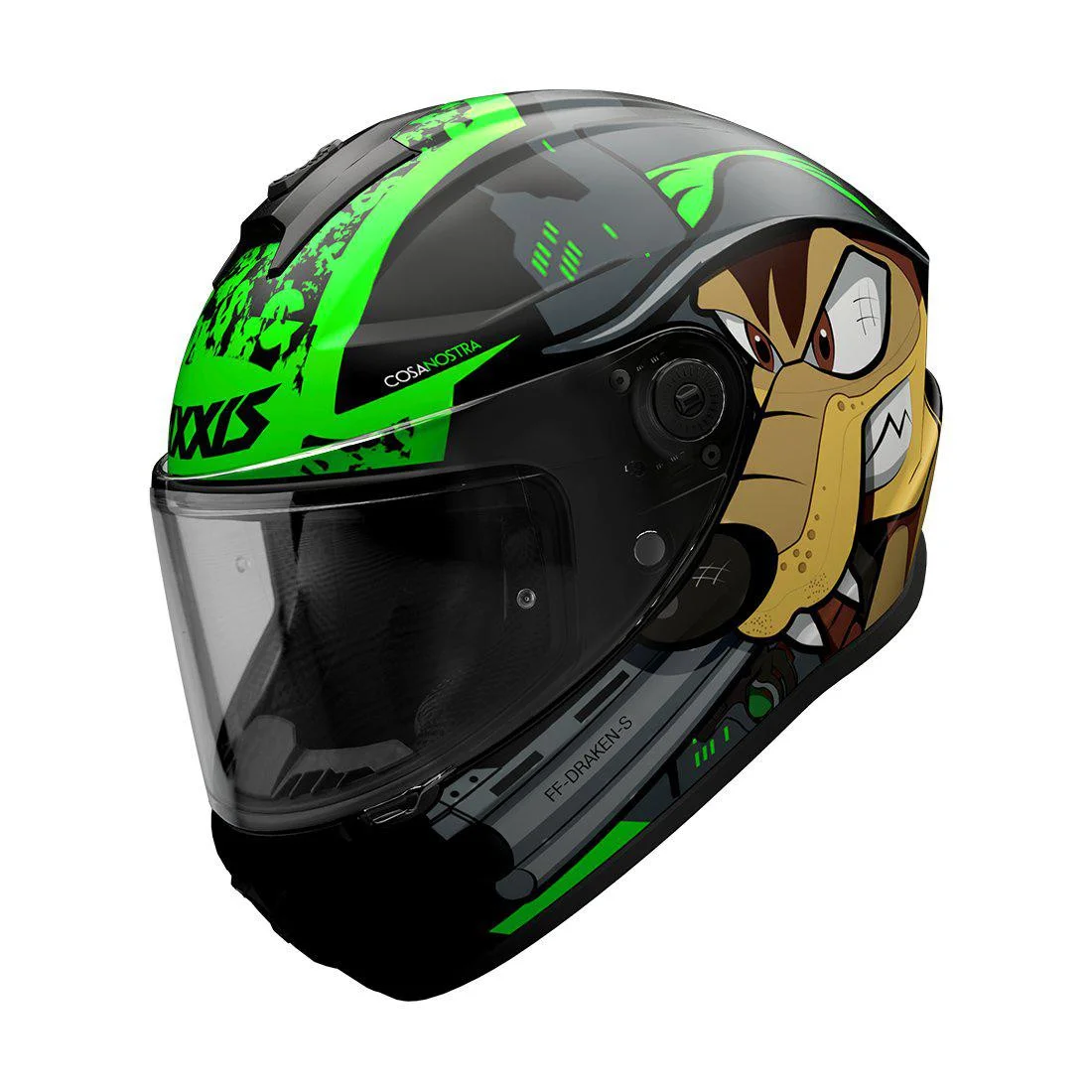 Axxis Dragon Integralhjälm, Blank/Green