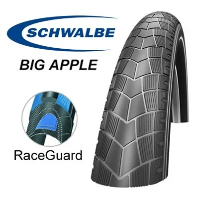 Cykeldäck 28 tum Schwalbe Big Apple 50-622 28x2,00 Svart Reflexrand
