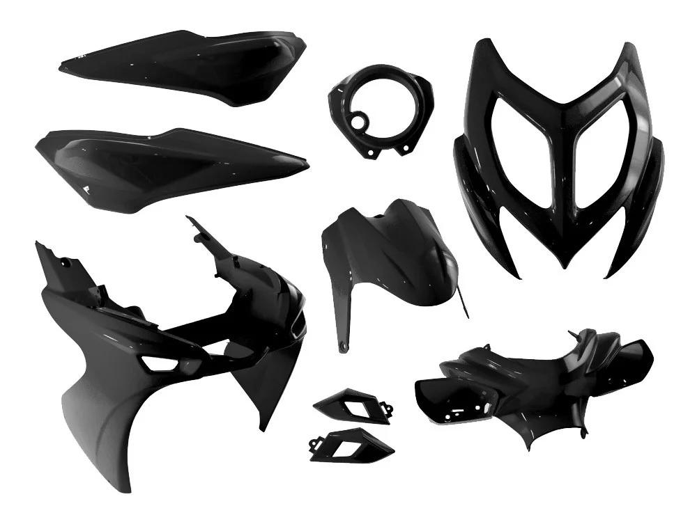 Kåpset Yamaha Aerox 2013,  9 delar (Svart Matt)