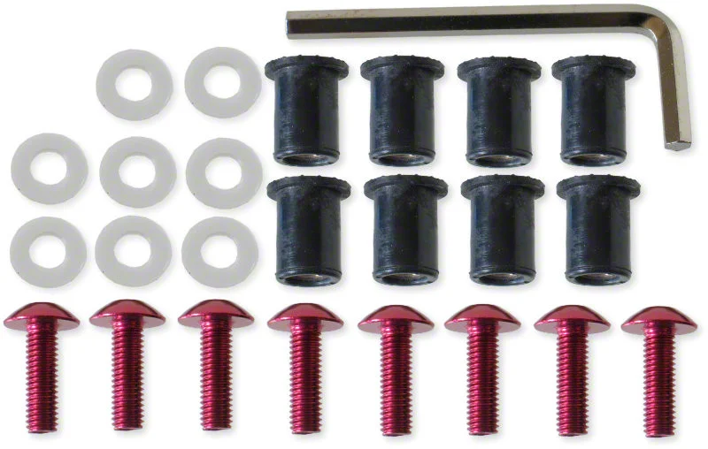 Täckskruvkit 5x16mm Krom Röd