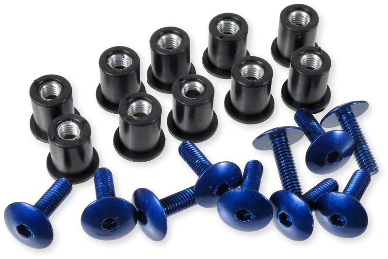 Kåpskruvkit Krom Blå