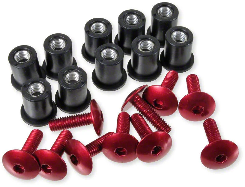 Täckskruvkit Krom Röd