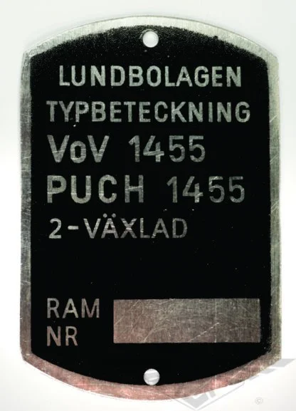 Typskylt VoV 1455 2-vxl.