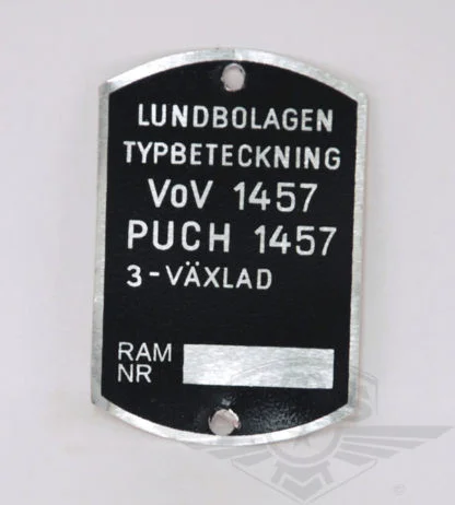 Typskylt VoV 1457 Dixie