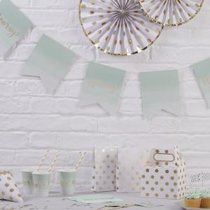 Mint Green Ombre & Gold Foiled Paper Bunting - Pick & Mix