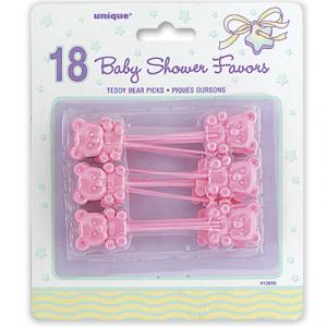 Pink Teddy Bear Plastic Picks - rosa nallebjörnssticks