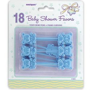 Blue Teddy Bear Plastic Picks - blåa nallebjörnssticks