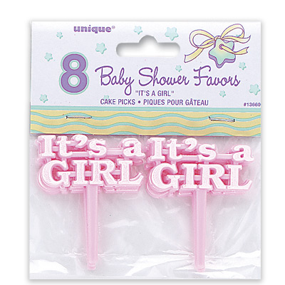 It's a Girl Plastic Picks - rosa sticks