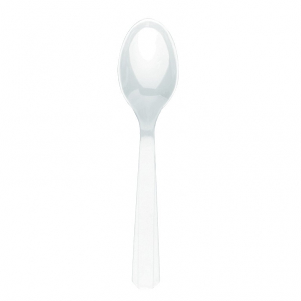 Frosty White Party Plastic Spoons