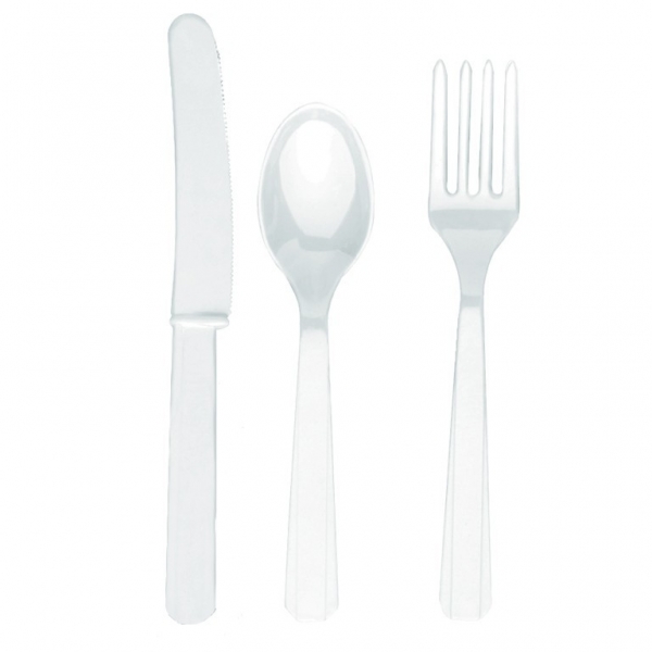 Frosty White Party Plastic Cutlery