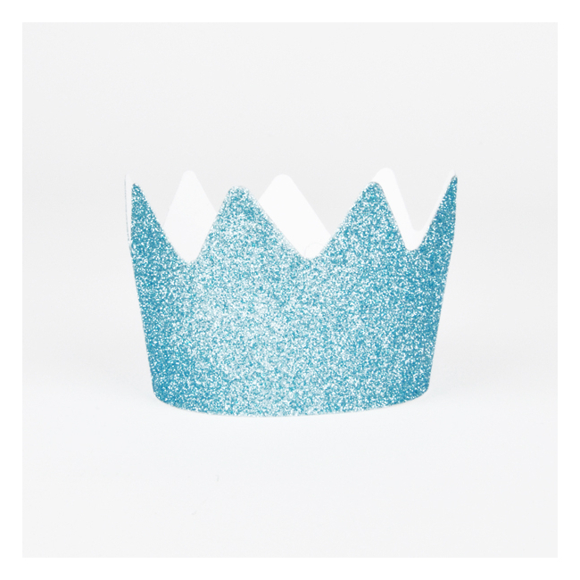 8 Blue Glitter Crowns