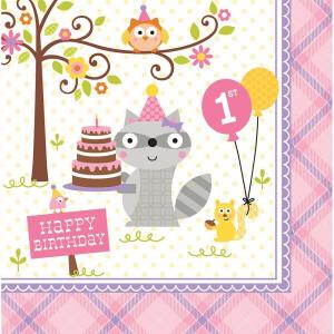 Happi Woodland Girl Napkins 1st Birthday