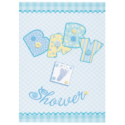 Invitations Card Baby Stitching Blue