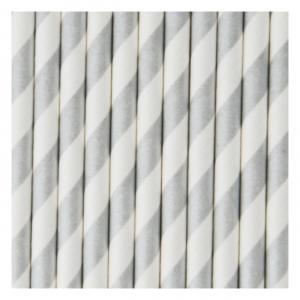 Silver & White Striped Straws
