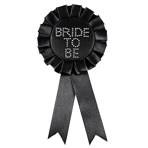 Bride To Be Diamond Rosette - svart möhipperosett