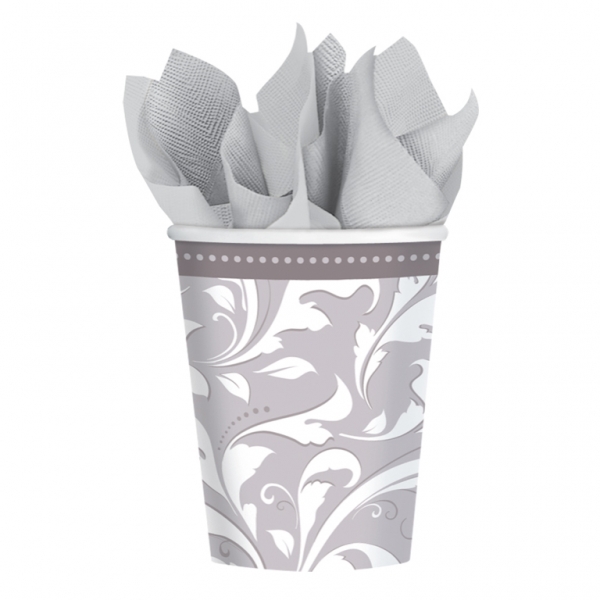Silver Elegant Scroll Paper Cups