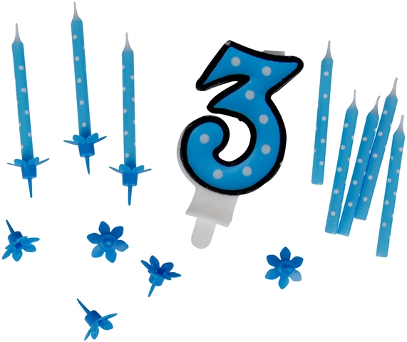 Sifferljus med hållare 3 år