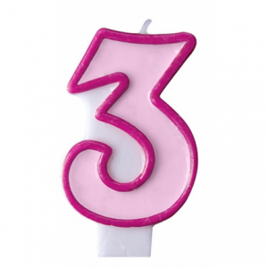 Nummer 3 - rosa tårtljus