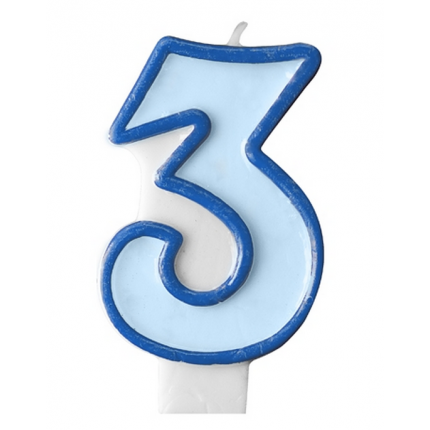 Nummer 3 - blått tårtljus